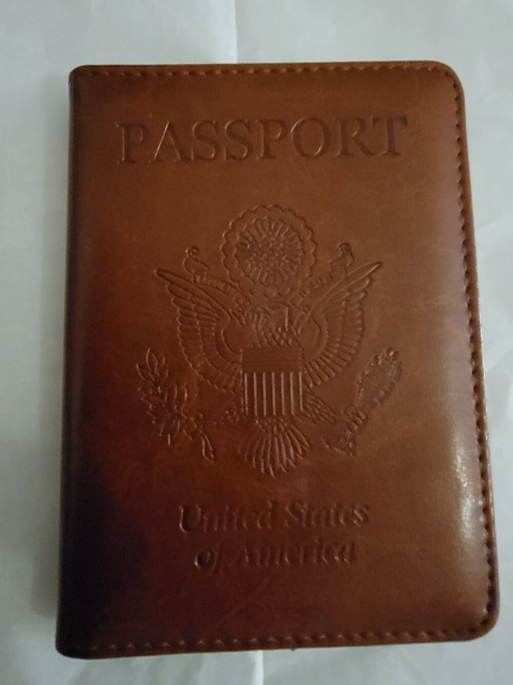 Brown Faux Leather US Passport Holder Travel Wallet Passport Cover United States